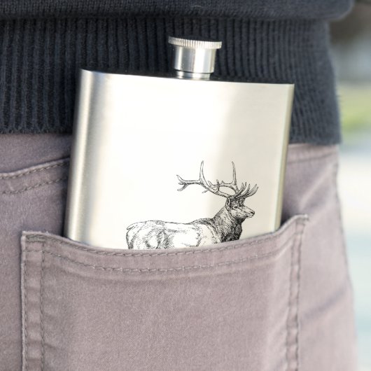 Flasque Hip flask with Deer (En situation)