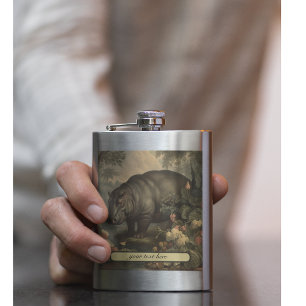 Flasque Hippopotame botanique vintage, personnalisable