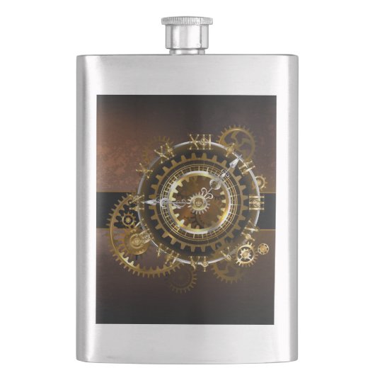 Flasque Horloge Steampunk avec des engrenages anciens (devant)