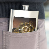 Flasque Horloge Steampunk avec des engrenages anciens (En situation)