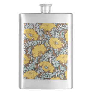 Flasque illustration d'art pavot fleur jaune