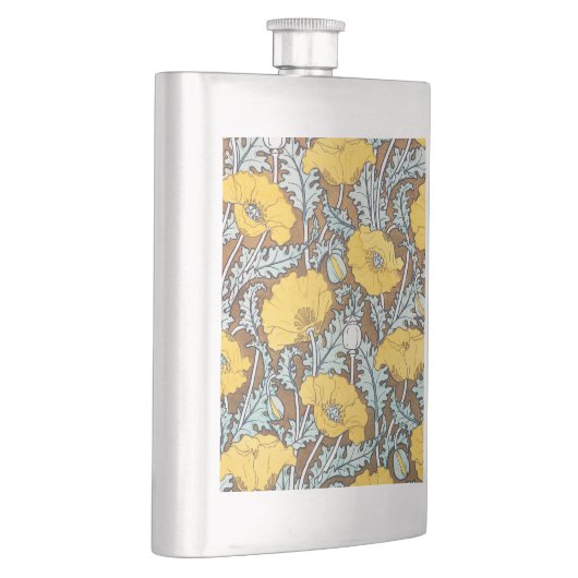 Flasque illustration d'art pavot fleur jaune (Droite)