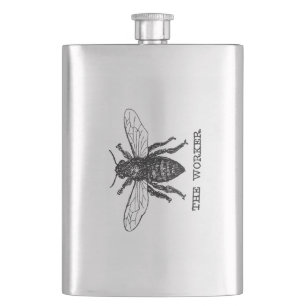 Flasque Illustration de l'abeille du travailleur vintage