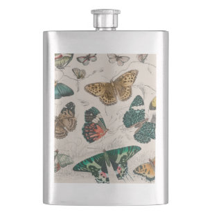 Flasque Illustration de papillon antique : 1820 Orfèvre