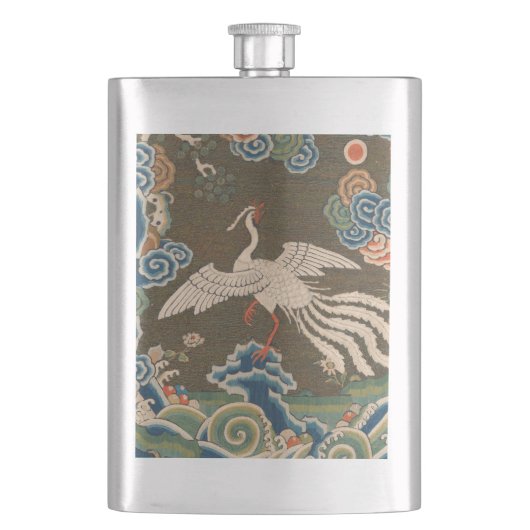 Flasque Impression de broderie en soie blanche antique chi (devant)