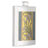 Flasque Iris Fleur Art Nouveau Vitrail Bleu Or (Droite)
