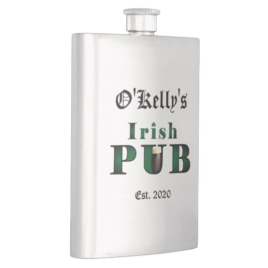 Flasque Irish Pub Bar Tavern Classique en acier inoxydable (Droite)