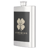 Flasque Irlandais Lucky Four Leaf Clover | Nom Noir Classi (Gauche)