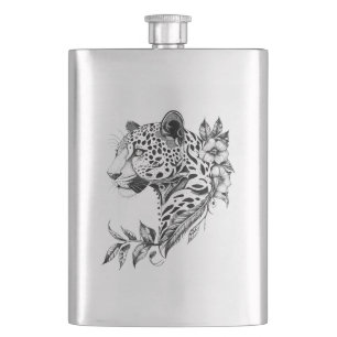 Flasque Jaguar Wild Animal Nature Illustration Art tatouag