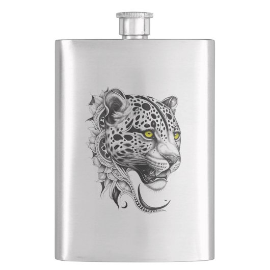 Flasque Jaguar Wild Animal Nature Illustration Art tatouag (devant)