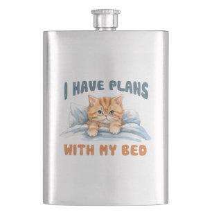 Flasque J'ai des plans avec mon lit - Cosy Orange Chat