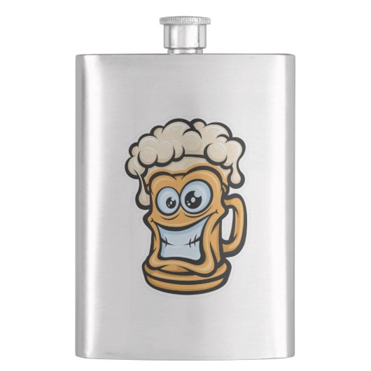 Flasque Joyeuse Mug De Bière, Illustration Drôle (devant)