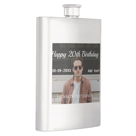 Flasque Joyeux 20e anniversaire simple photo ajouter nom d (Droite)