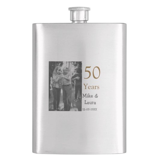 Flasque Joyeux 50e anniversaire ajouter nom du couple date (devant)