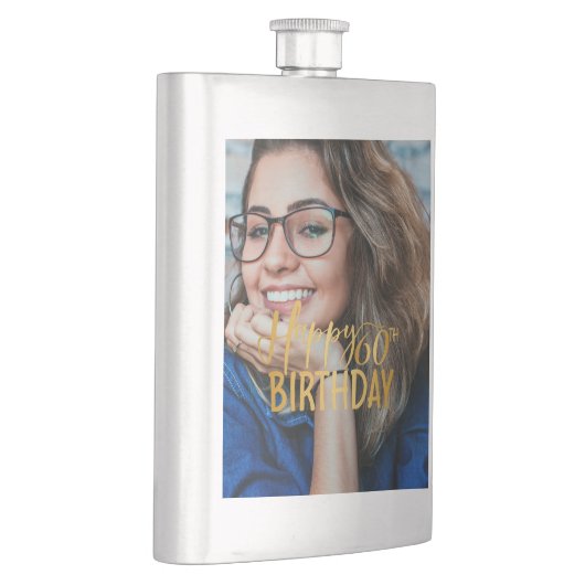 Flasque Joyeux 60e anniversaire Script photo personnalisée (Droite)