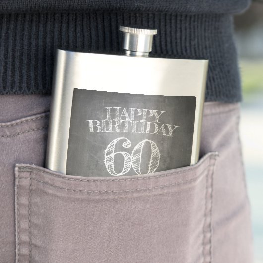 Flasque Joyeux anniversaire - 60 ans & Fabuleux en chalkbo (En situation)