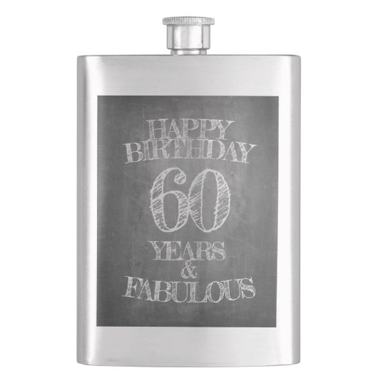 Flasque Joyeux Anniversaire - 60 Ans & Fabuleux sur tablea (devant)