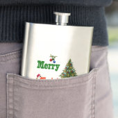 Flasque Joyeux Bowles de pelouse Noël, Hip Flask (En situation)