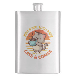 Flasque Juste une fille qui aime les chats et le café
