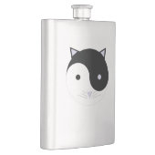 Flasque Kitty Yin Yang Conception de méditation Noir, Blan (Droite)