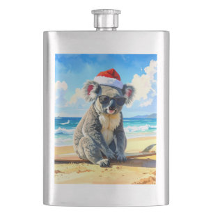 Flasque Koala au chapeau de Santa soleil et surf