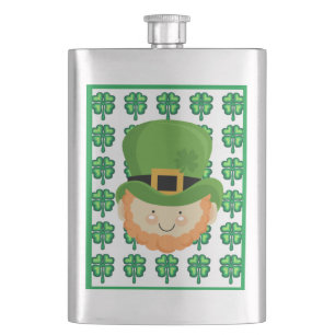 Flasque La chance de l'irlandais Leprechaun et shamrock