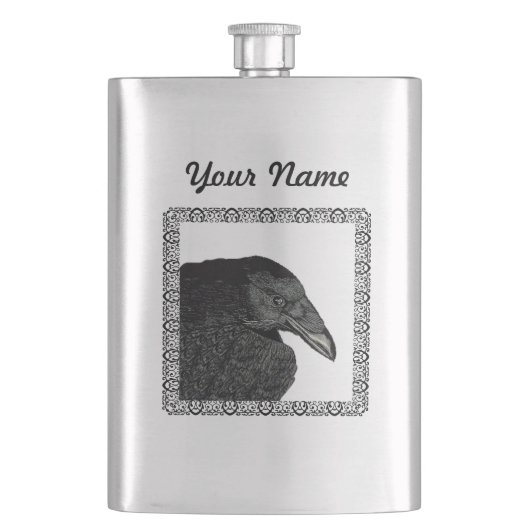 Flasque La corneille noire éffrayante Raven font face (devant)