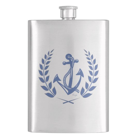 Flasque Laurel Wreath avec Ancre nautique (devant)