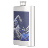 Flasque Le grand Hokusai Wave Chrome Carbon Aspect (Gauche)