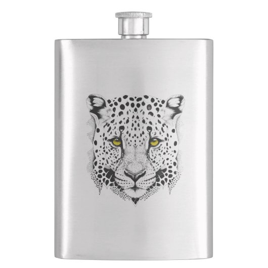 Flasque Leopard Wild Animal Nature Illustration Art tatoua (devant)