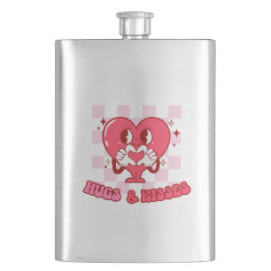 Flasque "Les câlins et les baisers"   Coeur rose mignon et