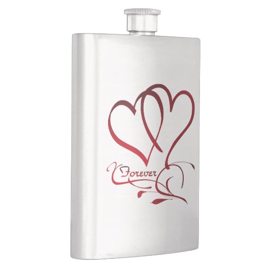 Flasque Les Coeurs Forever rouge sur blanc (Droite)