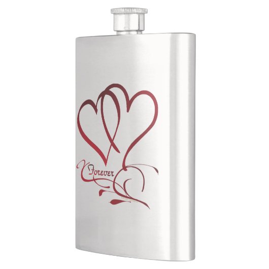 Flasque Les Coeurs Forever rouge sur blanc (Gauche)