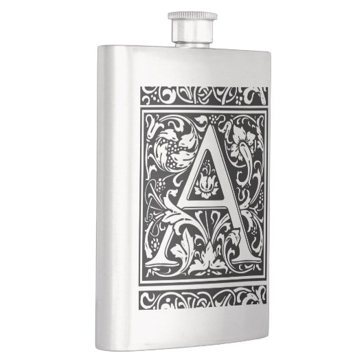 Flasque Lettre A Monogramme Médiéval Art Nouveau (Droite)