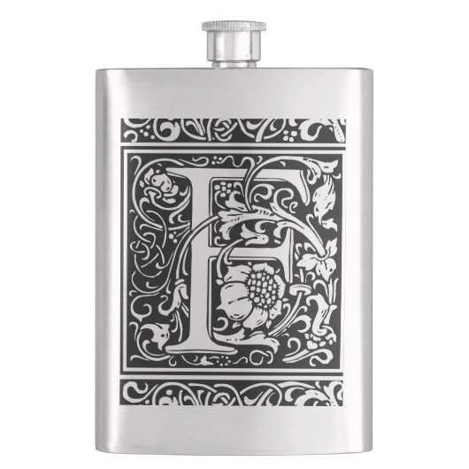 Flasque Lettre F Monogramme médiéval Art Nouveau (devant)