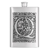 Flasque Lettre Q Monogramme médiéval Art Nouveau (devant)