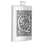 Flasque Lettre Q Monogramme médiéval Art Nouveau (Droite)