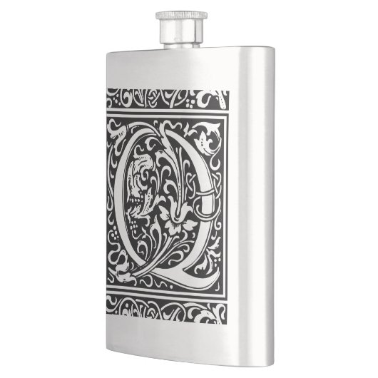 Flasque Lettre Q Monogramme médiéval Art Nouveau (Gauche)