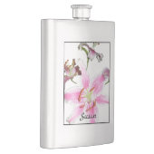 Flasque Lily rose | Fleur Lily rose sur argent (Droite)