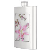 Flasque Lily rose | Fleur Lily rose sur argent (Gauche)
