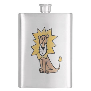 Flasque lion mignon dessin animé enfants rétro safari jung