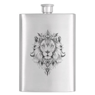 Flasque Lion Wild Animal Nature Illustration Art tatouage