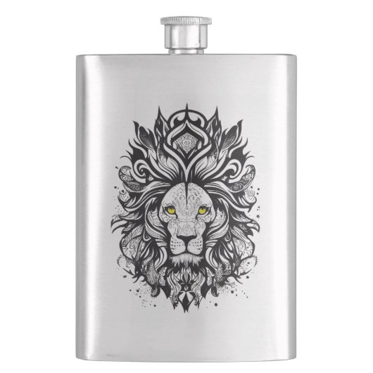 Flasque Lion Wild Animal Nature Illustration Art tatouage (devant)