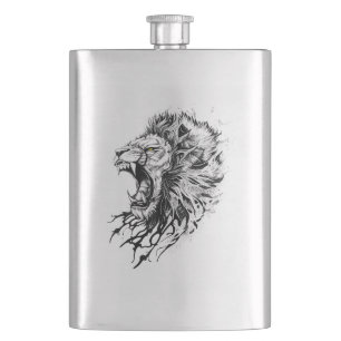 Flasque Lion Wild Animal Nature Illustration Art tatouage