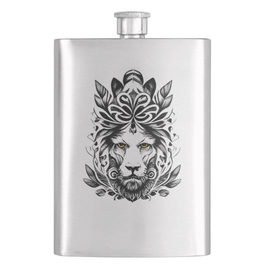 Flasque Lion Wild Animal Nature Illustration Art tatouage (devant)