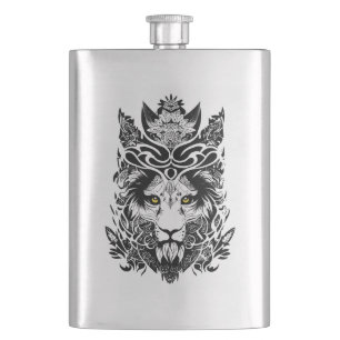 Flasque Lion Wild Animal Nature Illustration Art tatouage