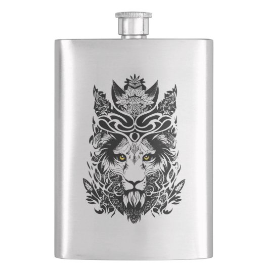 Flasque Lion Wild Animal Nature Illustration Art tatouage (devant)