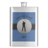 Flasque Live to Golf Citation Monogramme Initiales Bleu No (devant)