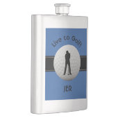 Flasque Live to Golf Citation Monogramme Initiales Bleu No (Droite)