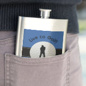 Flasque Live to Golf Citation Monogramme Initiales Bleu No (En situation)